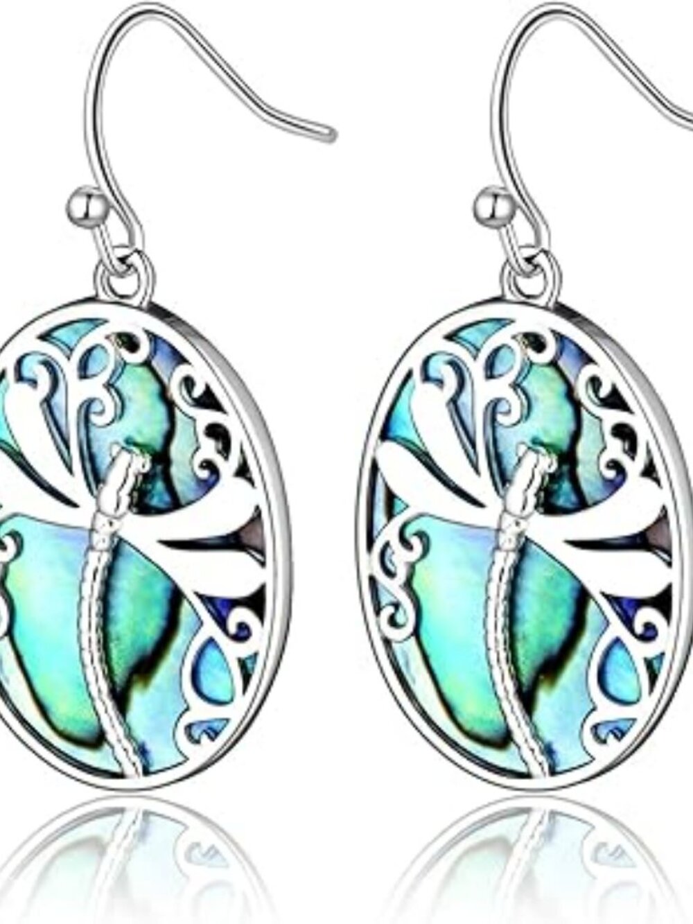 New - Abalone Drop Dragonfly Earrings Plated Fashionable Natural Shell Dangle